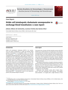 Sickle Cell Intrahepatic Cholestasis Unresponsive to Exchange