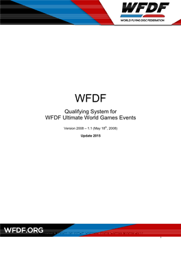 WFDF Qualifying Method for World Games