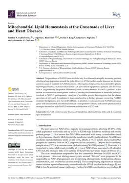 Mitochondrial Lipid Homeostasis at the Crossroads of Liver and Heart Diseases