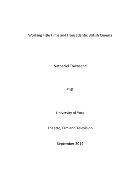 Working Title Films and Transatlantic British Cinema Nathaniel