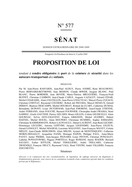 Sénat Proposition De