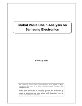 Global Value Chain Analysis on Samsung Electronics