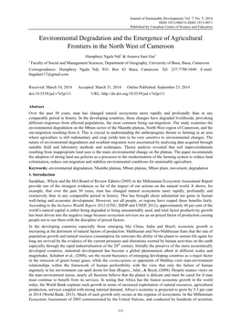 Environmental Degradation and the Emergence of Agricultural Frontiers in the North West of Cameroon
