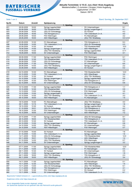 U 15 (C- Jun.) Süd / Kreis Augsburg Meisterschaften | C-Junioren | Gruppe | Kreis Augsburg Liganummer: 311561 Saison: 09/10