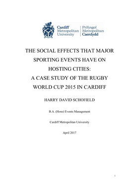 The Social Effects That Major Sporting Events Have on Hosting Cities: a Case Study of the Rugby World Cup 2015 in Cardiff