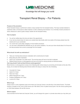 Transplant Renal Biopsy – for Patients