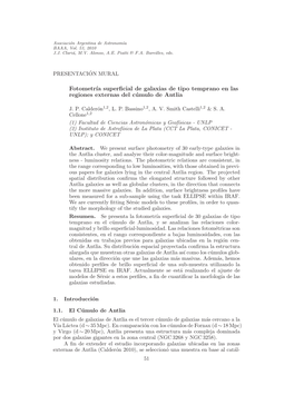 Fotometr´Ia Superficial De Galaxias De Tipo Temprano En Las Regiones Externas Del Cúmulo De Antlia
