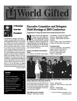 VOLUME 22, NUMBER 2, 2003 World Gifted