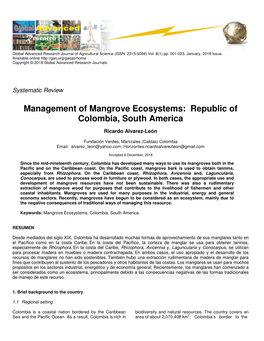 Management of Mangrove Ecosystems: Republic of Colombia, South America