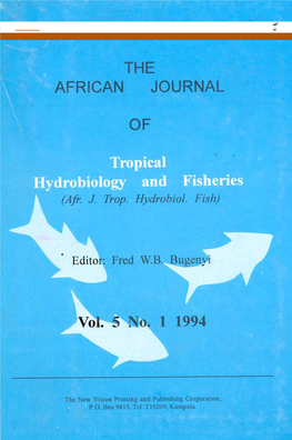 The Taxonomy of the Genus Synodontis (Pisces: Siluroidea) in Lake Kainji, Nigeria