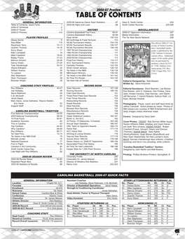 TABLE of CONTENTS 4-Time NCAA Champs GENERAL INFORMATION 2005-06 Game-By-Game Team Statistics
