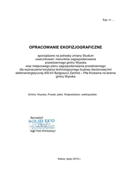 Opracowanie Ekofizjograficzne