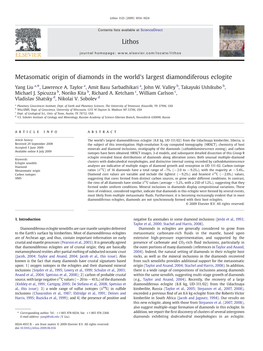 Metasomatic Origin of Diamonds in the World's Largest Diamondiferous Eclogite