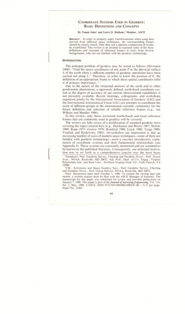 Coordinate Systems Used in Geodesy: Basic Definitions and Concepts