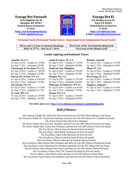 Ellul 14, 5776 – Sep 16/17, 2016 First Year of the Shmita Cycle