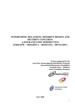Interethnic Relations, Minority Rights and Security Concerns: a Four-Country Perspective (Ukraine – Moldova – Romania – Hungary)