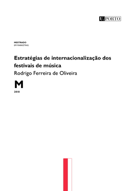 Estratégias De Internacionalização Dos Festivais De Música Rodrigo