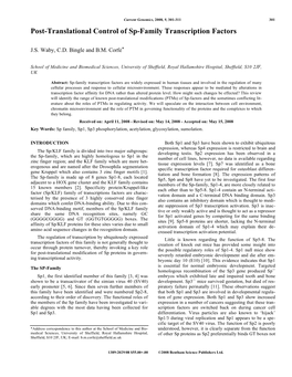 Post-Translational Control of Sp-Family Transcription Factors