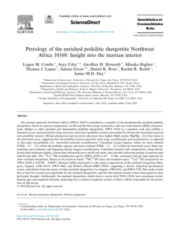 В€Їpetrology of the Enriched Poikilitic Shergottite Northwest Africa 10169