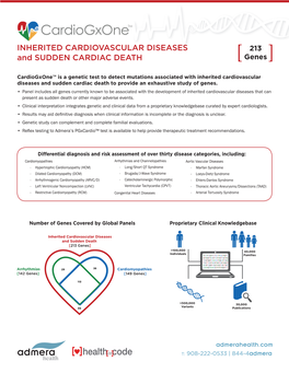 Inherited Cardiovascular Diseases and Sudden Cardiac Death to Provide an Exhaustive Study of Genes