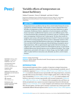 Variable Effects of Temperature on Insect Herbivory Nathan P