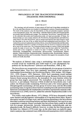 Phylogeny of the Trachichthyiformes (Teleostei: Percomorpha)