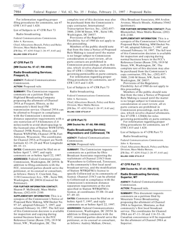 Federal Register / Vol. 62, No. 35 / Friday, February 21, 1997 / Proposed Rules