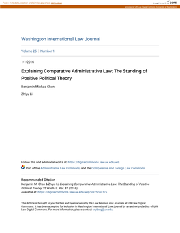 Explaining Comparative Administrative Law: the Standing of Positive Political Theory