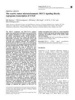 MUC1 Signaling Directly Reprograms Transcription of CTGF