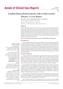 Familial Hypercholesterolemia with Cardiovascular Disease: a Case Report