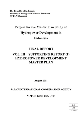 Project for the Master Plan Study of Hydropower Development in Indonesia