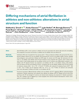 Differing Mechanisms of Atrial Fibrillation in Athletes and Non