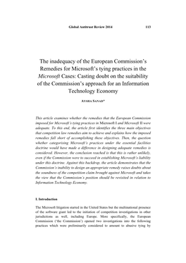 The Inadequacy of the European Commission?S Remedies for Microsoft?