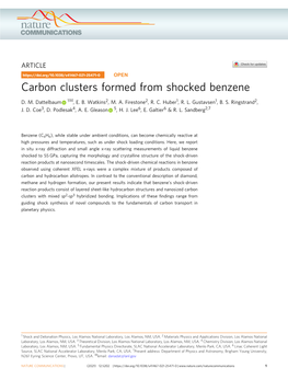 Carbon Clusters Formed from Shocked Benzene ✉ D