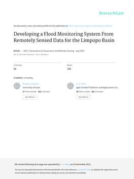 Developing a Flood Monitoring System from Remotely Sensed Data for the Limpopo Basin