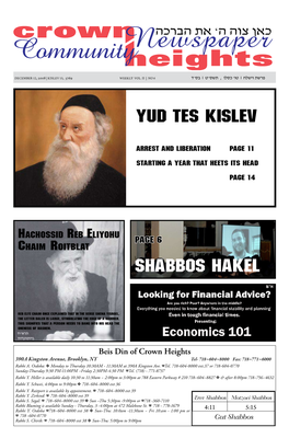 Yud Tes Kislev Shabbos Hakel