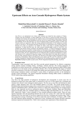 Upstream Effects on Aras Cascade Hydropower Plants System