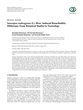 Review Article Sauropus Androgynus (L.) Merr