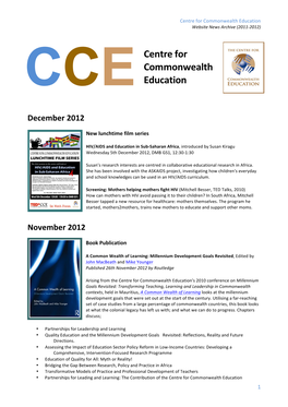 Centre for Commonwealth Education Website News Archive (2011-2012)