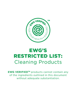 EWG's RESTRICTED LIST: Cleaning Products