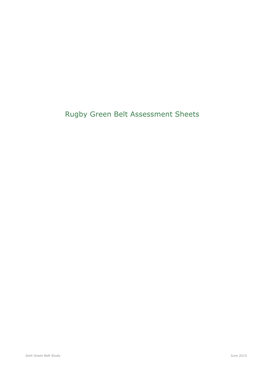 Rugby Green Belt Assessment Sheets