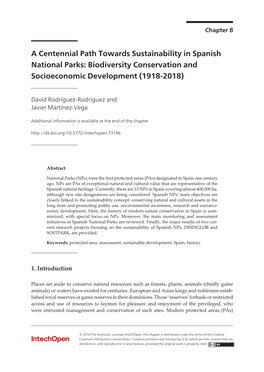 A Centennial Path Towards Sustainability in Spanish National