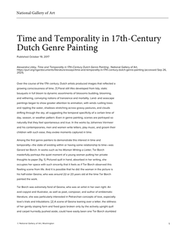 Time and Temporality in 17Th-Century Dutch Genre Painting Published October 19, 2017