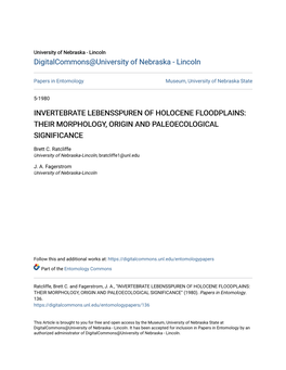 Invertebrate Lebensspuren of Holocene Floodplains: Their Morphology, Origin and Paleoecological Significance