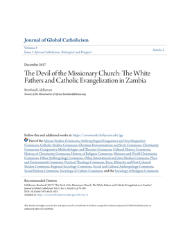 The Devil of the Missionary Church: the White Fathers and Catholic Evangelization in Zambia1