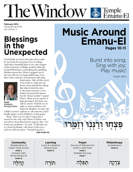 Music AROUND EMANU-EL PRAYER Friday Nights & Families