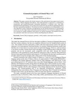 Grammatical Periphery of Chontal Maya Verb*