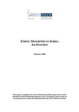 ETHNIC MINORITIES in SERBIA an Overview
