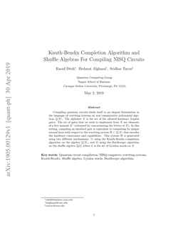 Knuth-Bendix Completion Algorithm and Shuffle Algebras for Compiling NISQ Circuits