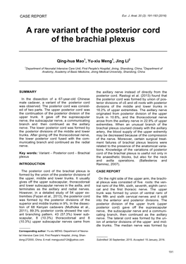 A Rare Variant of the Posterior Cord of the Brachial Plexus